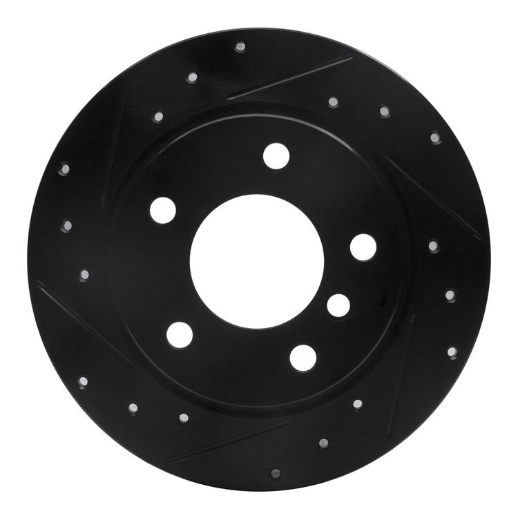 633-31028L Drilled/Slotted Brake Rotor [Black], 1991-1999 BMW, Position: Rear Left