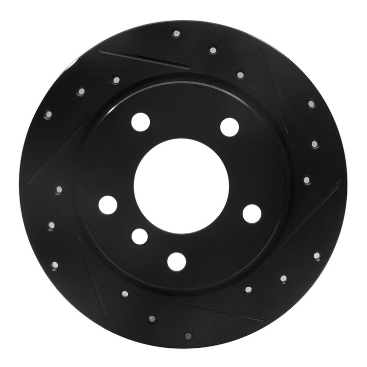 633-31028R Drilled/Slotted Brake Rotor [Black], 1991-1999 BMW, Position: Rear Right
