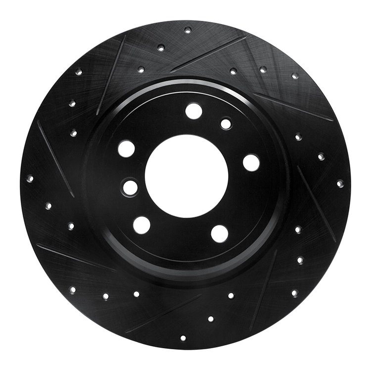 633-31030L Drilled/Slotted Brake Rotor [Black], 1991-2001 BMW, Position: Rear Left
