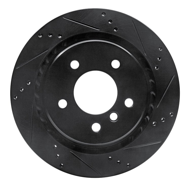 633-31034D Drilled/Slotted Brake Rotor [Black], 1995-2002 BMW, Position: Rear Left