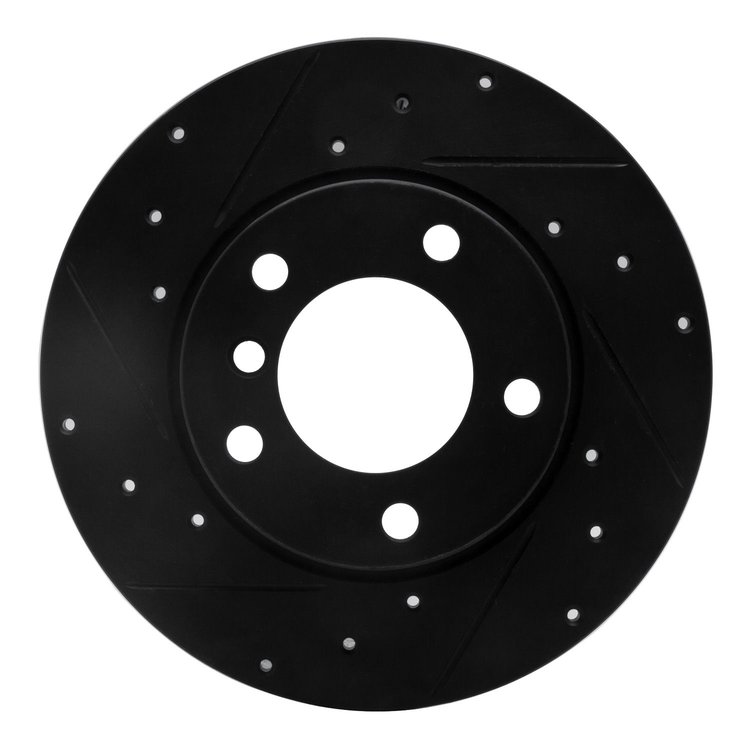 633-31038L Drilled/Slotted Brake Rotor [Black], 1995-1998 BMW, Position: Front Left