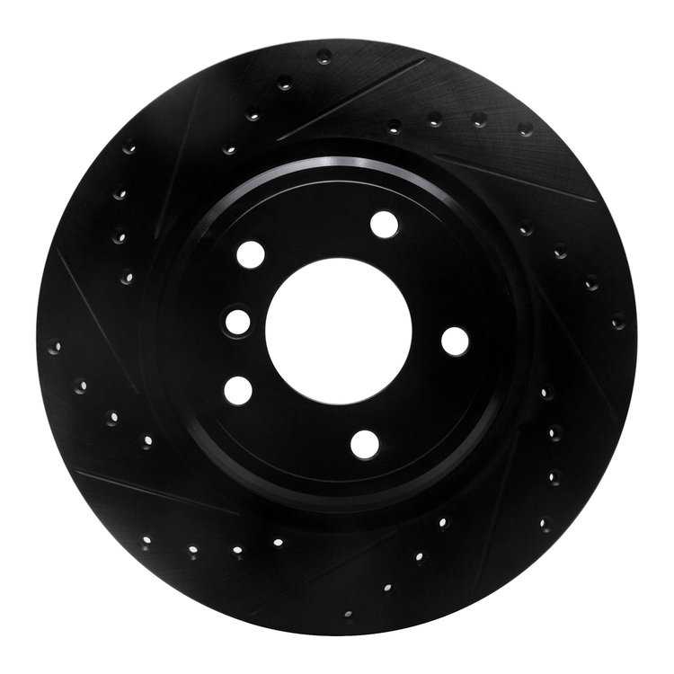 633-31041L Drilled/Slotted Brake Rotor [Black], 1995-2003 BMW, Position: Rear Left