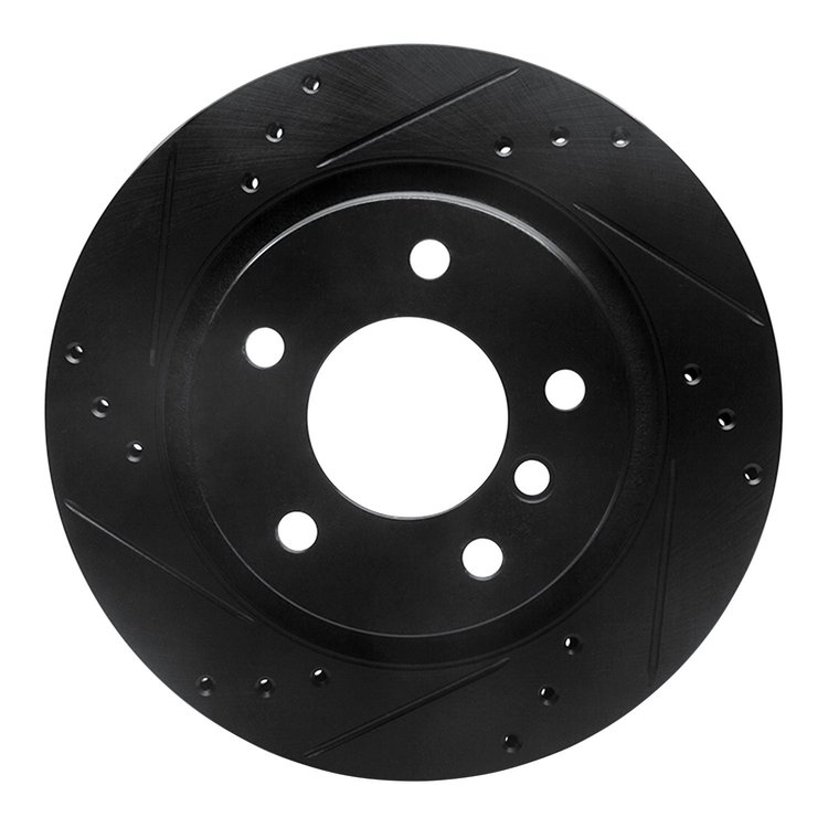 633-31047L Drilled/Slotted Brake Rotor [Black], 1999-2006 BMW, Position: Rear Left
