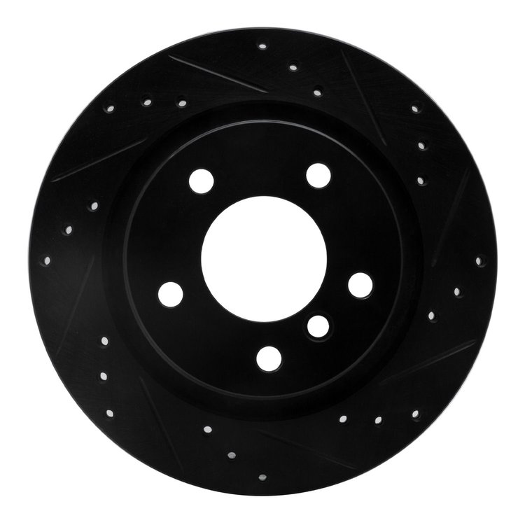 633-31047R Drilled/Slotted Brake Rotor [Black], 1999-2006 BMW, Position: Rear Right