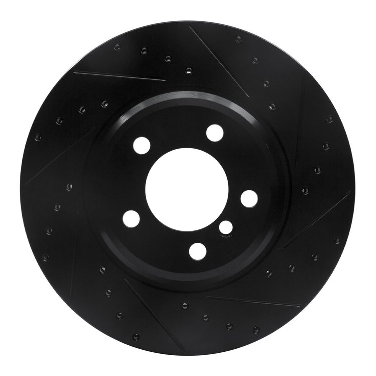 633-31058R Drilled/Slotted Brake Rotor [Black], 2002-2008 BMW, Position: Front Right