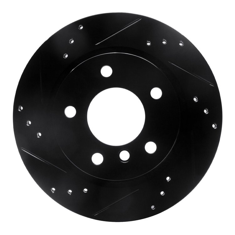633-31061L Drilled/Slotted Brake Rotor [Black], 2003-2008 BMW, Position: Rear Left