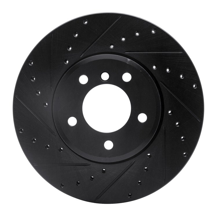 633-31062L Drilled/Slotted Brake Rotor [Black], 2004-2010 BMW, Position: Front Left