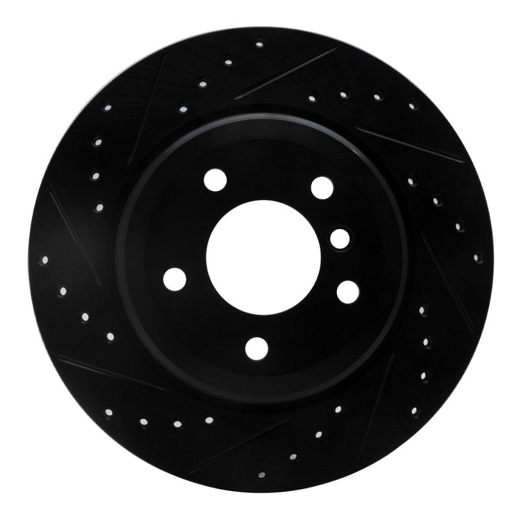 633-31066L Drilled/Slotted Brake Rotor [Black], 2004-2010 BMW, Position: Rear Left