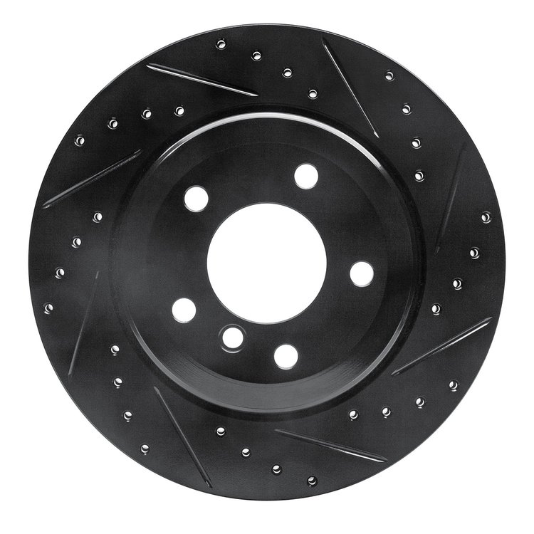 633-31066R Drilled/Slotted Brake Rotor [Black], 2004-2010 BMW, Position: Rear Right