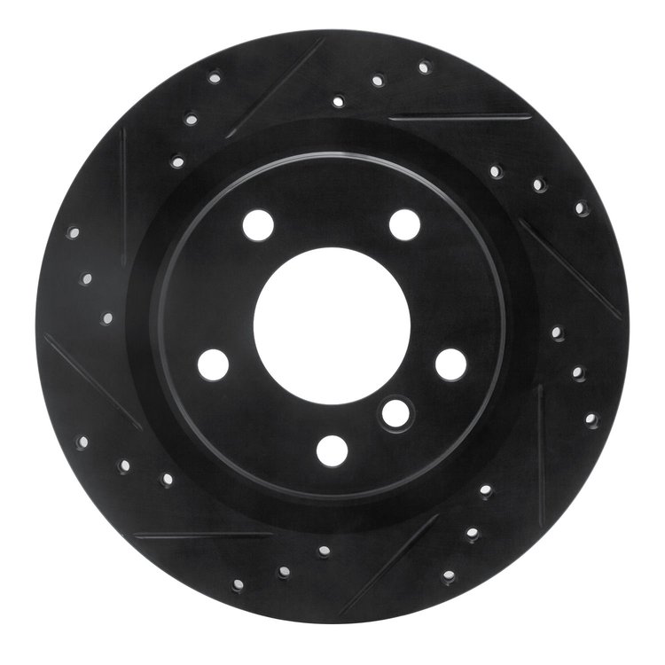 633-31068L Drilled/Slotted Brake Rotor [Black], 2006-2013 BMW, Position: Rear Left