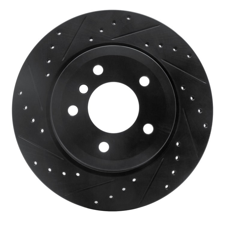 633-31075L Drilled/Slotted Brake Rotor [Black], 2006-2010 BMW, Position: Rear Left