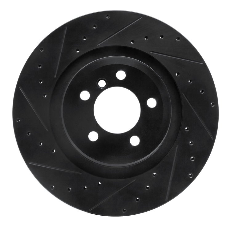 633-31084L Drilled/Slotted Brake Rotor [Black], 2007-2008 BMW, Position: Rear Left