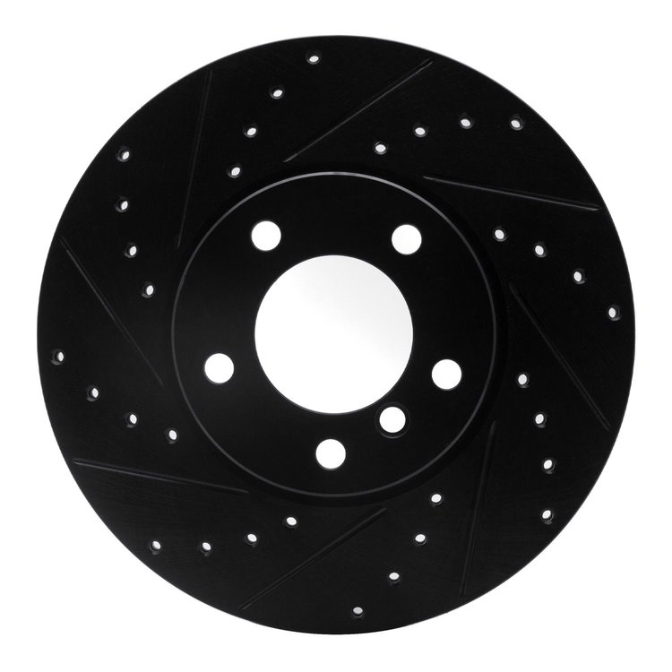 633-31089L Drilled/Slotted Brake Rotor [Black], 2007-2021 BMW, Position: Front Left