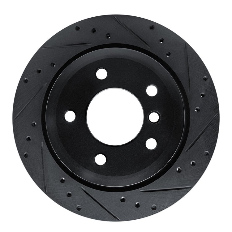 633-31098R Drilled/Slotted Brake Rotor [Black], Fits Select BMW, Position: Rear Right