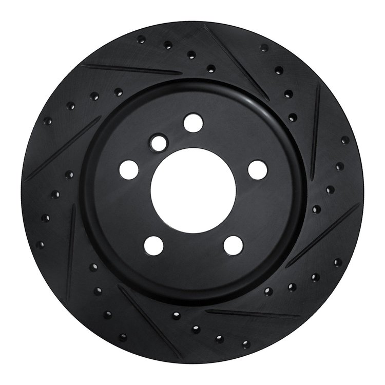 633-31104R Drilled/Slotted Brake Rotor [Black], 2011-2016 BMW, Position: Rear Right