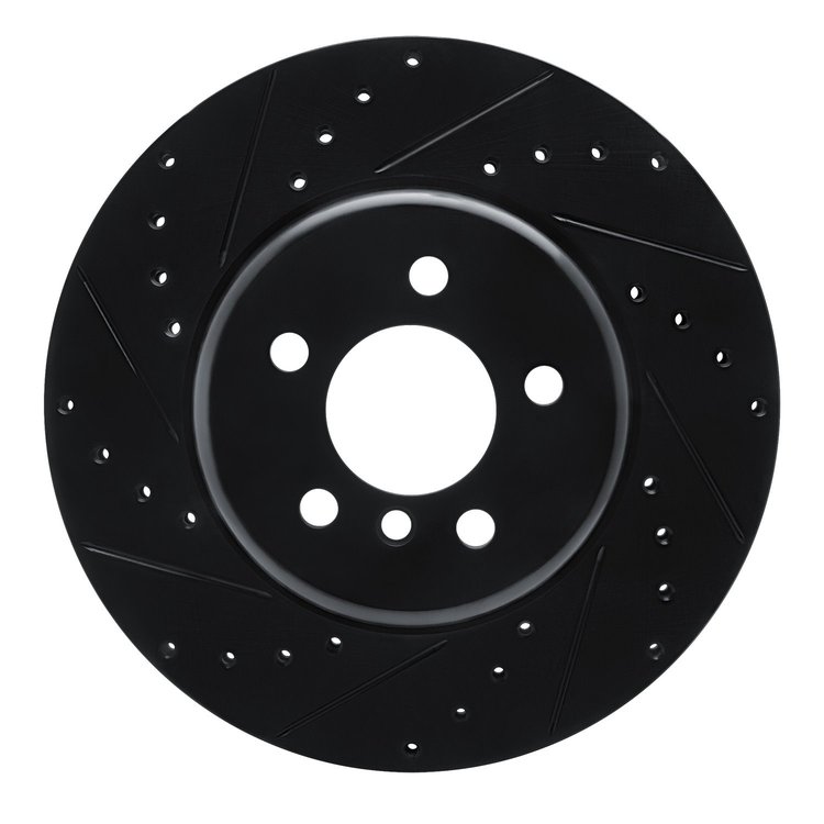 633-31106L Drilled/Slotted Brake Rotor [Black], 2010-2019 BMW, Position: Rear Left