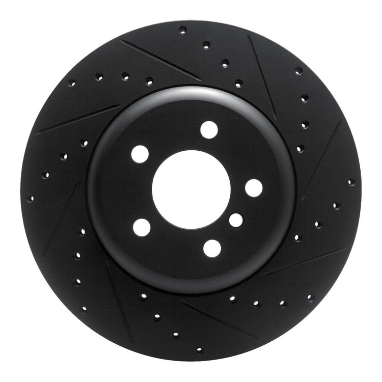 633-31106R Drilled/Slotted Brake Rotor [Black], 2010-2019 BMW, Position: Rear Right
