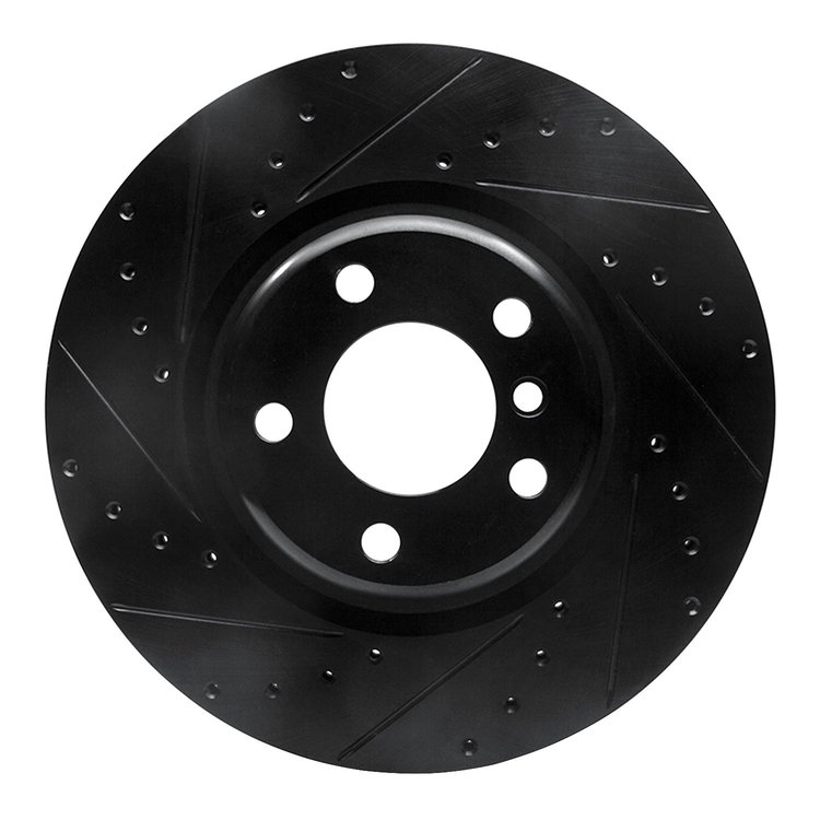 633-31113L Drilled/Slotted Brake Rotor [Black], 2012-2020 BMW, Position: Rear Left