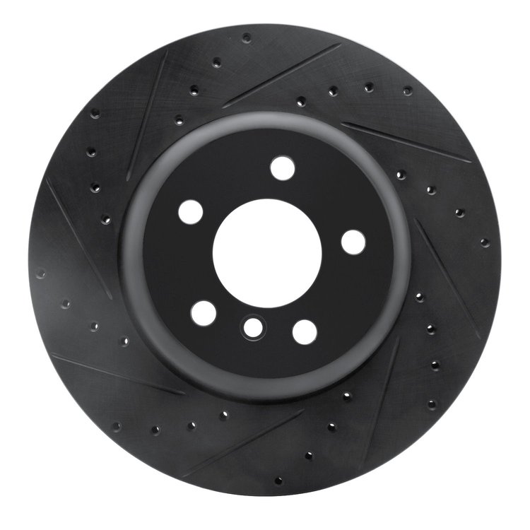 633-31114L Drilled/Slotted Brake Rotor [Black], 2013-2021 BMW, Position: Rear Left