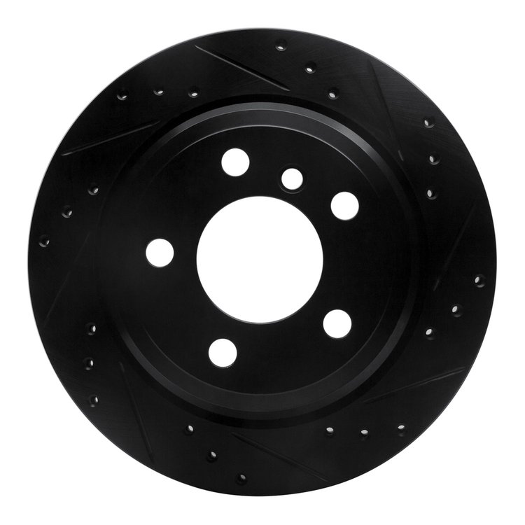633-31117R Drilled/Slotted Brake Rotor [Black], 2013-2020 BMW, Position: Rear Right