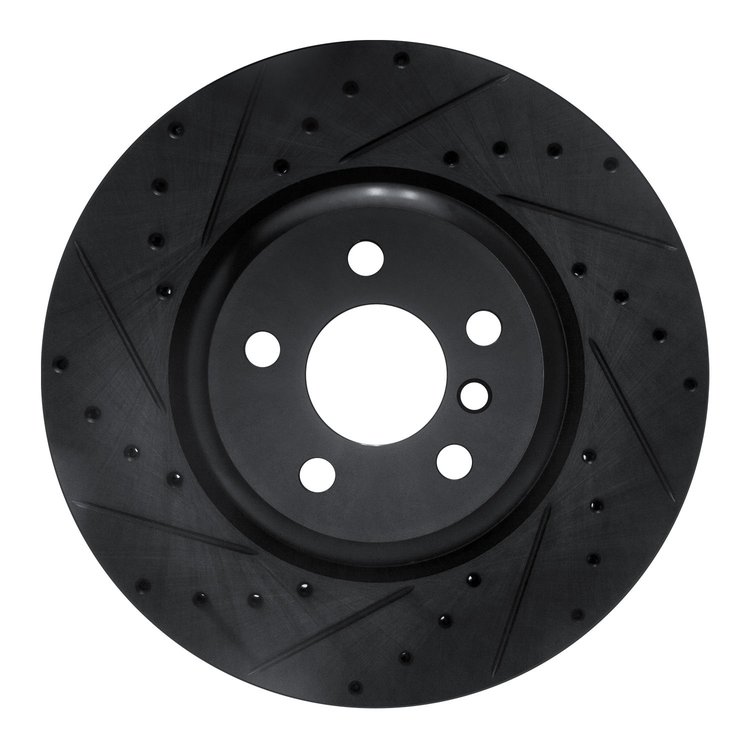 633-31130L Drilled/Slotted Brake Rotor [Black], Fits Select Multiple Makes/Models, Position: Rear Left