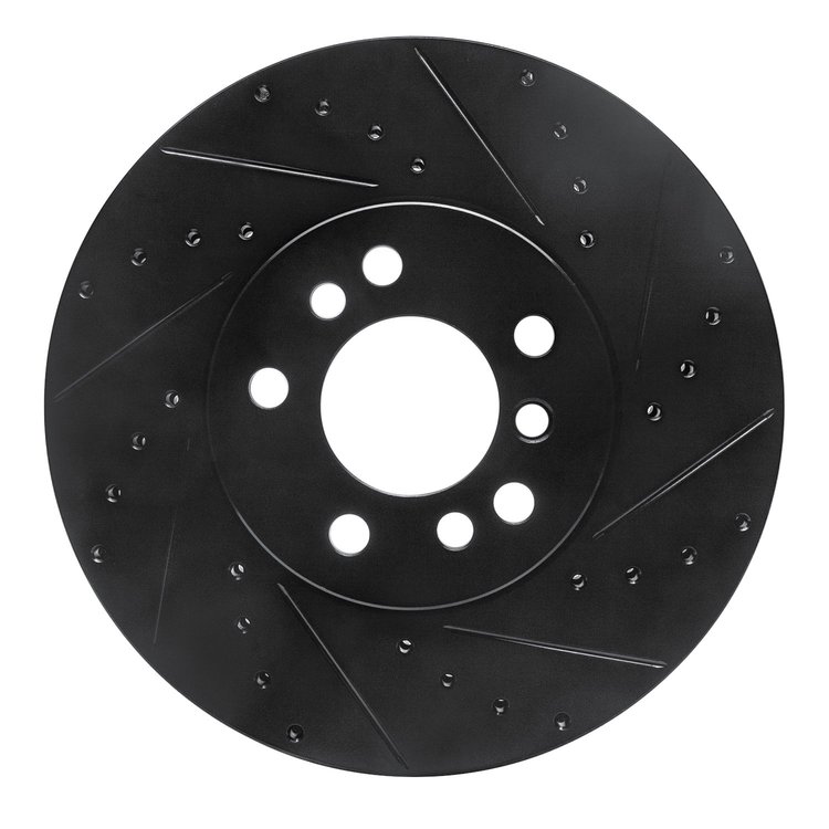 633-31135R Drilled/Slotted Brake Rotor [Black], 2000-2006 BMW, Position: Front Right