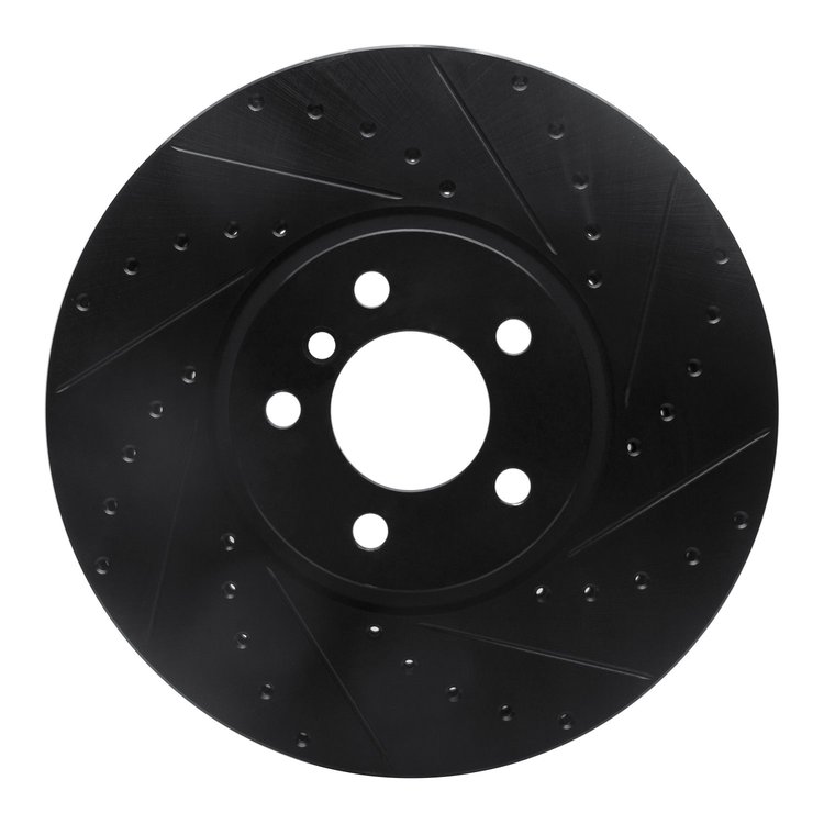 633-31137R Drilled/Slotted Brake Rotor [Black], 2002-2006 BMW, Position: Front Right