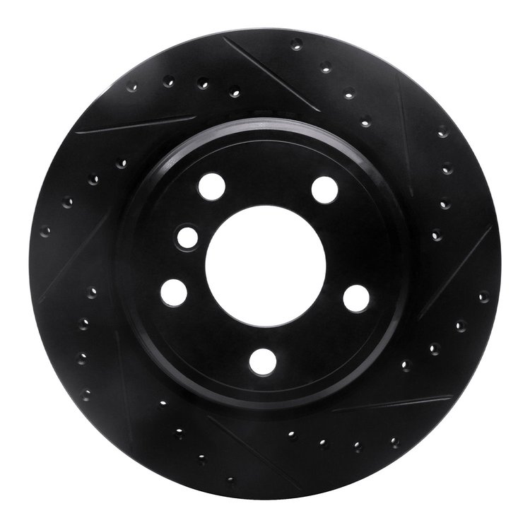 633-31138R Drilled/Slotted Brake Rotor [Black], 2002-2006 BMW, Position: Rear Right