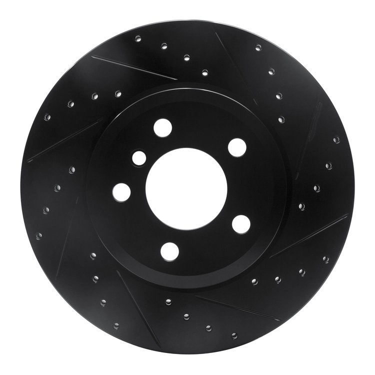 633-31139R Drilled/Slotted Brake Rotor [Black], 2004-2010 BMW, Position: Front Right