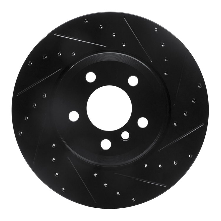 633-31141R Drilled/Slotted Brake Rotor [Black], 2007-2019 BMW, Position: Rear Right
