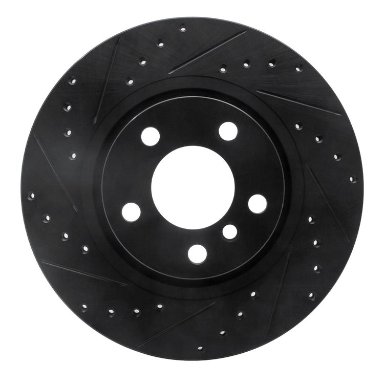 633-31152L Drilled/Slotted Brake Rotor [Black], 2011-2018 BMW, Position: Rear Left