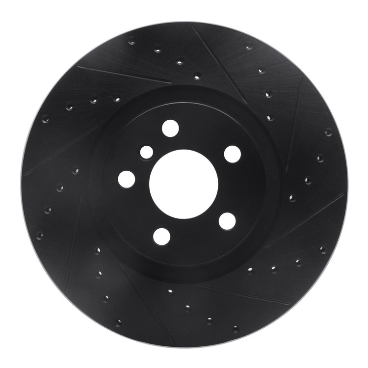 633-31157R Drilled/Slotted Brake Rotor [Black], Fits Select Multiple Makes/Models, Position: Front Right