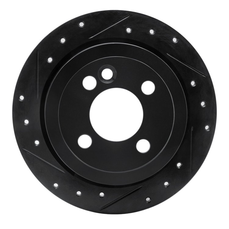 633-32003L Drilled/Slotted Brake Rotor [Black], 2002-2015 Mini, Position: Rear Left