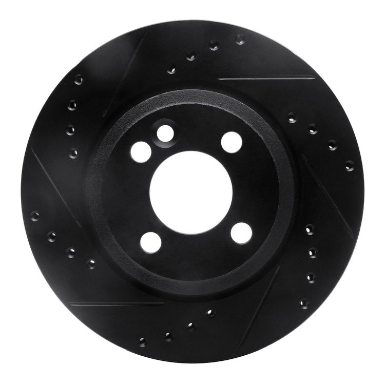 633-32004L Drilled/Slotted Brake Rotor [Black], 2002-2008 Mini, Position: Front Left