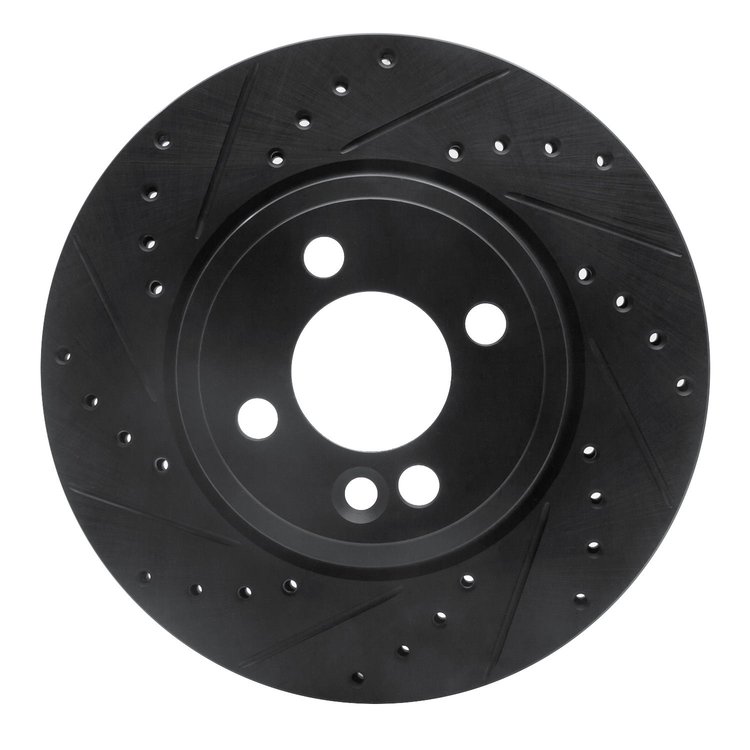 633-32005L Drilled/Slotted Brake Rotor [Black], 2007-2015 Mini, Position: Front Left