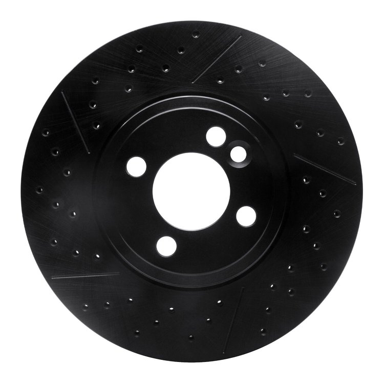 633-32006 Drilled/Slotted Brake Rotor [Black], 2007-2015 Mini, Position: Front