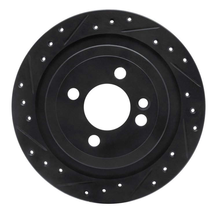633-32007L Drilled/Slotted Brake Rotor [Black], 2009-2014 Mini, Position: Rear Left