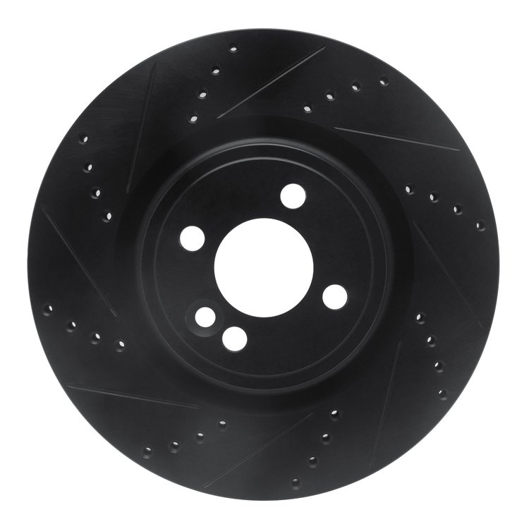 633-32008L Drilled/Slotted Brake Rotor [Black], 2009-2014 Mini, Position: Front Left