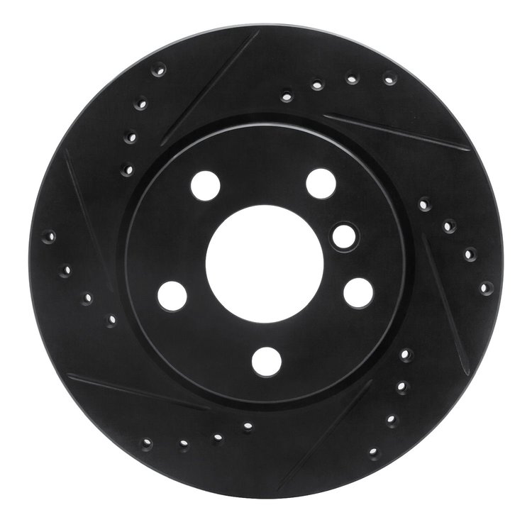 633-32017L Drilled/Slotted Brake Rotor [Black], Fits Select Mini, Position: Front Left