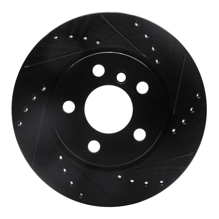 633-32017R Drilled/Slotted Brake Rotor [Black], Fits Select Mini, Position: Front Right