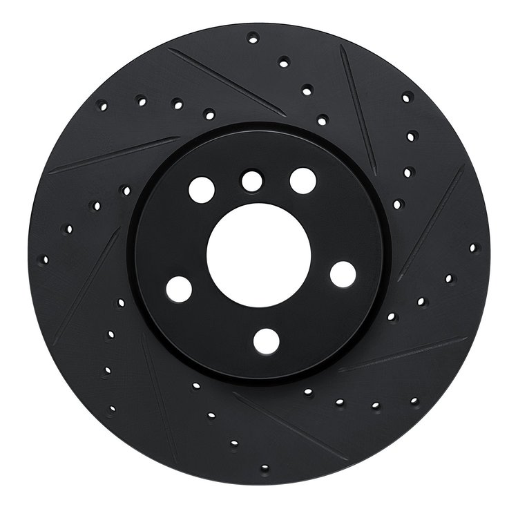 633-32018R Drilled/Slotted Brake Rotor [Black], Fits Select Mini, Position: Front Right