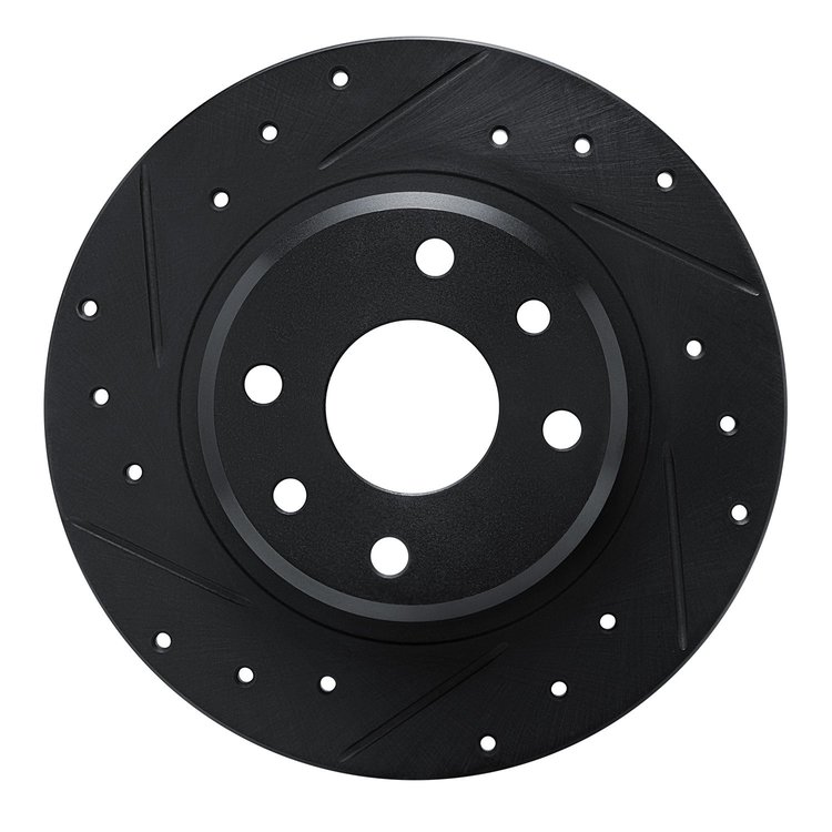 633-37003L Drilled/Slotted Brake Rotor [Black], 1989-1993 GM, Position: Rear Left