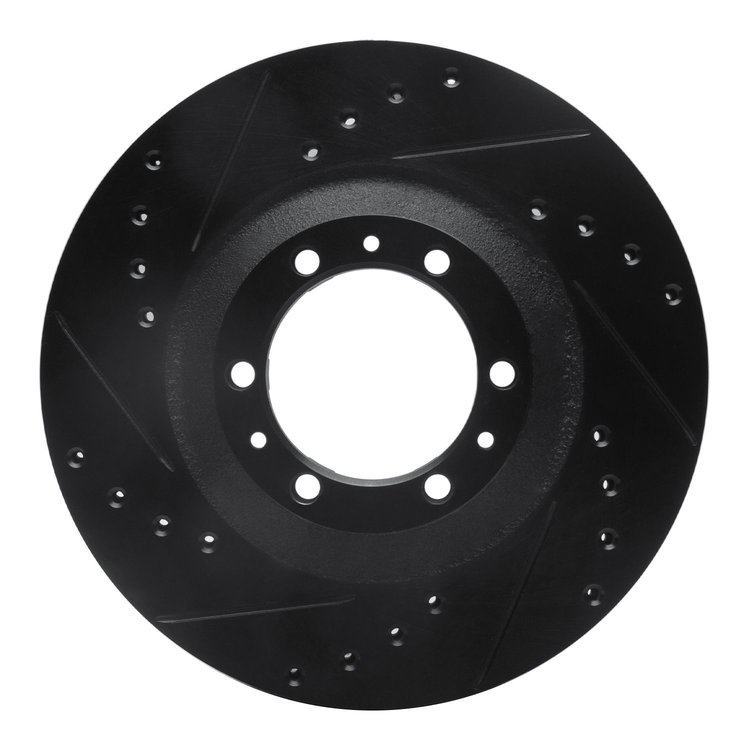 633-37008L Drilled/Slotted Brake Rotor [Black], 1992-2002 Multiple Makes/Models, Position: Front Left