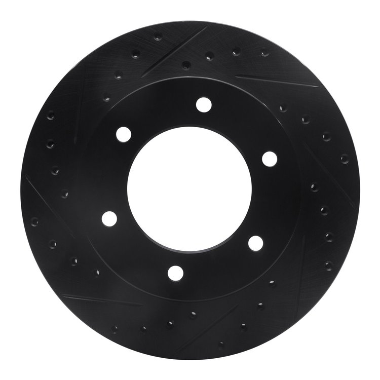 633-37010L Drilled/Slotted Brake Rotor [Black], 2001-2004 Multiple Makes/Models, Position: Front Left