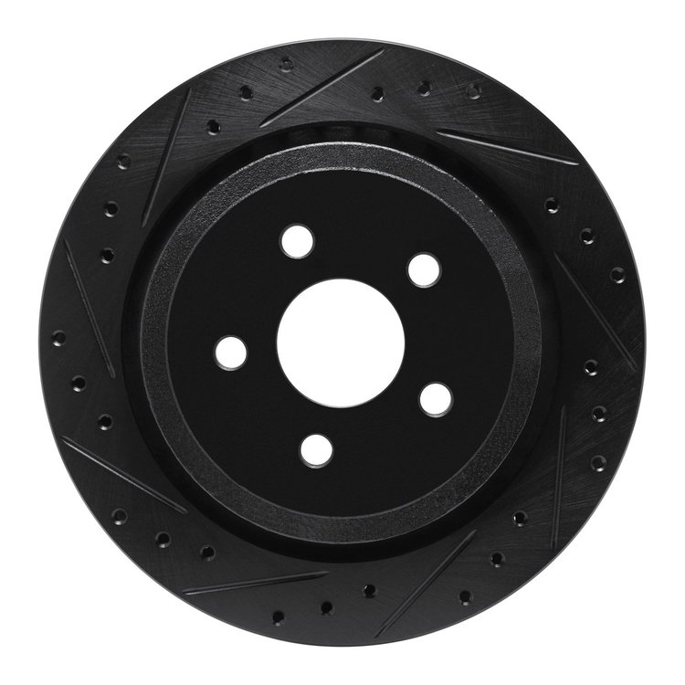 633-39007L Drilled/Slotted Brake Rotor [Black], 1989-1995 Mopar, Position: Rear Left