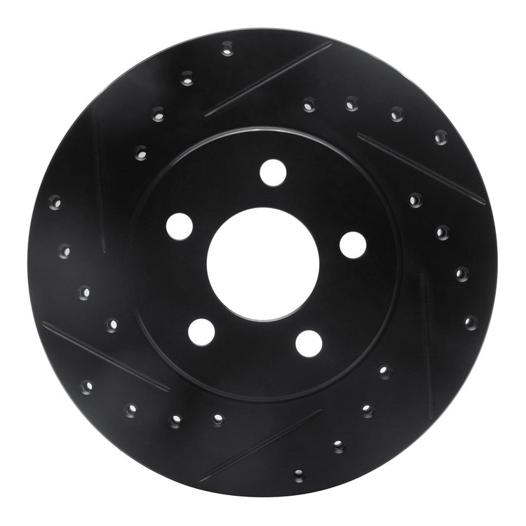 633-39009L Drilled/Slotted Brake Rotor [Black], 1995-2000 Mopar, Position: Front Left