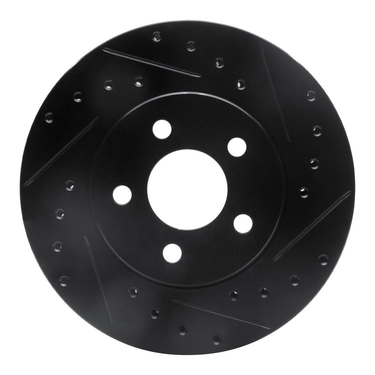 633-39009R Drilled/Slotted Brake Rotor [Black], 1995-2000 Mopar, Position: Front Right