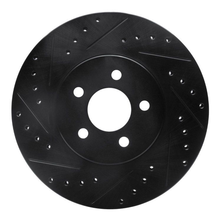 633-39010L Drilled/Slotted Brake Rotor [Black], 1995-2006 Mopar, Position: Front Left