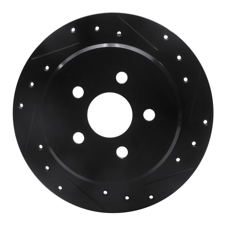 633-39011R Drilled/Slotted Brake Rotor [Black], 1995-2007 Mopar, Position: Rear Right