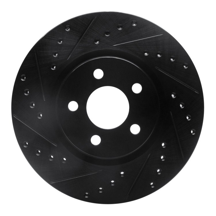 633-39013L Drilled/Slotted Brake Rotor [Black], 2003-2009 Mopar, Position: Front Left